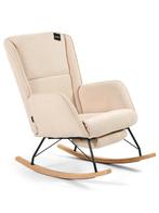 Aemely® Schommelstoel Relax - Beige Ribstof, Blank Hout, Ophalen of Verzenden, Nieuw, Stoel(en)
