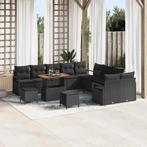 vidaXL Tuin Sofa Set met kussen 13 pcs Zwart Poly riet, Verzenden, Nieuw, Rotan
