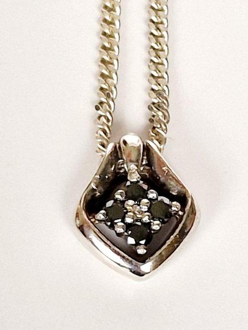 Zonder Minimumprijs - Ketting met hanger Zilver - 0.28ct., Sieraden, Tassen en Uiterlijk, Antieke sieraden