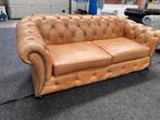 Vintage Leren Chesterfield 3-Zits Bank Golden Oak (Cognac), Ophalen, CHESTERFIELD, Driepersoons, Leer