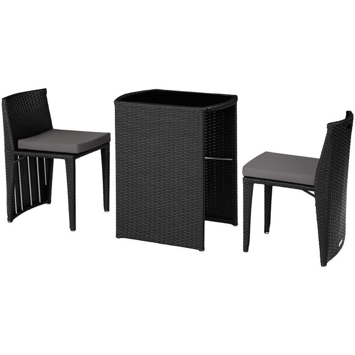 Aluminium wicker bistroset Hamburg - zwart, Tuin en Terras, Tuinsets en Loungesets, Verzenden
