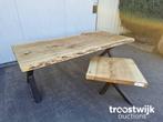 Boomstamtafel En Salontafel Populier Incl. Stalen Onderstel