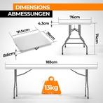 Inklapbare tafel - Klaptafel - Vouwtafel - 183x76 cm - Wit -, Verzenden, Zo goed als nieuw