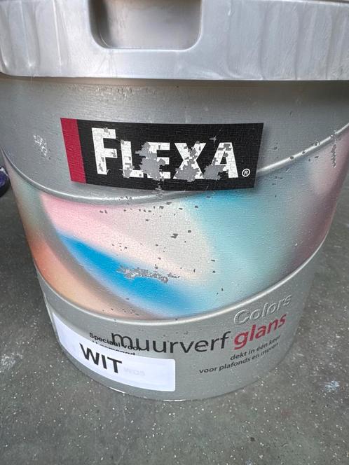 Flexa muurverf Glans - wit - 5 liter, Doe-het-zelf en Verbouw, Verf, Beits en Lak, Verf, Wit, Nieuw, 5 tot 10 liter, Ophalen of Verzenden