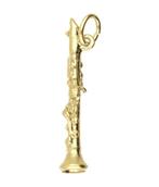 Gouden Klarinet middel ketting hanger, Verzenden, Nieuw