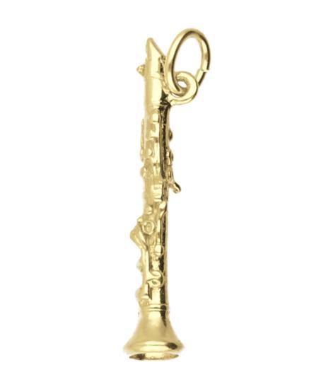 Gouden Klarinet middel ketting hanger, Sieraden, Tassen en Uiterlijk, Kettinghangers, Verzenden