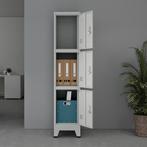 [en.casa] Lockerkast Joroinen 180x38x45 cm staal met 3 deure, Verzenden, Nieuw
