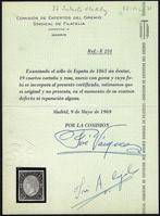 Spanje 1865 - Isabel II 19 cuartos castaño en rosa - Edifil, Gestempeld