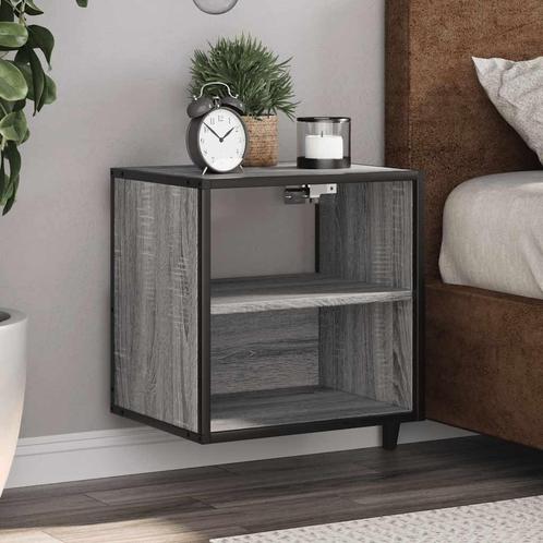 vidaXL Nachtkastjes 2st wandgemonteerd 40x31x39,5cm grijs, Huis en Inrichting, Slaapkamer | Nachtkastjes, Nieuw, Hout, Verzenden