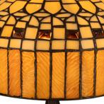 Tiffany tafellamp – Geometrisch & Amber – Ø 30,5 × H 47 cm, Verzenden, Nieuw