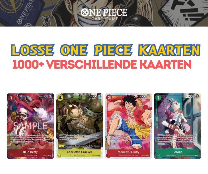 1000+ verschillende One Piece kaarten op voorraad!, Hobby en Vrije tijd, Verzamelkaartspellen | Overige, Meerdere kaarten, Zo goed als nieuw