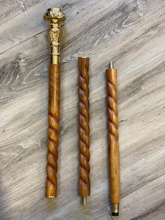 Wandelstok - Kompas zwaar messing handvat met rozenhout, Antiek en Kunst, Kunst | Designobjecten