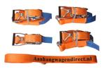 Set van 4 spanbanden 800x5 cm - oranje met, Auto diversen, Aanhangwagen-onderdelen, Nieuw, Ophalen of Verzenden