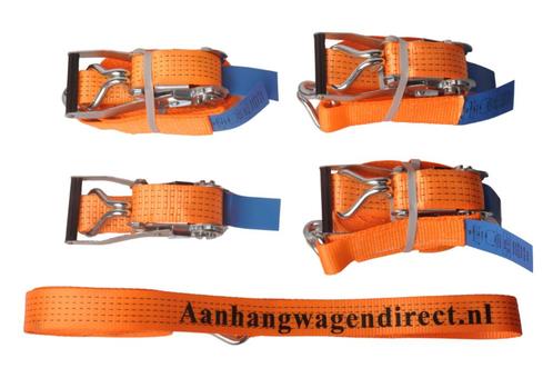 Set van 4 spanbanden 800x5 cm - oranje met, Auto diversen, Aanhangwagen-onderdelen, Ophalen of Verzenden