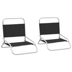 Strandstoelen 2 st inklapbaar stof zwart (Tafels-Stoelen), Nieuw, Verzenden