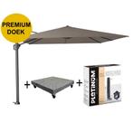 Challenger T1 premium zweefparasol 300x300 cm havanna   met, Tuin en Terras, Parasols, Ophalen of Verzenden, Nieuw