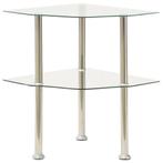 vidaXL Bijzettafel 2-laags 38x38x50 cm gehard glas, Huis en Inrichting, Tafels | Bijzettafels, Verzenden, Nieuw, Glas, 45 tot 60 cm