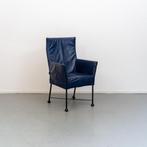 6x Montis Chaplin Stoel Blauw Leer - Zwart/Dop, Huis en Inrichting, Ophalen, Zo goed als nieuw, Blauw, Leer