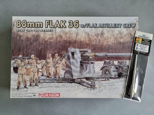 Dragon 6260 88mm Flak 36 w/Crew 1:35 + Aber metal barrel, Hobby en Vrije tijd, Modelbouw | Auto's en Voertuigen, Verzenden