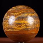 Tijgerijzer Bol Sfera in Tiger Iron Australiana. - Hoogte:, Verzamelen, Mineralen en Fossielen