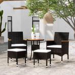 vidaXL 5-delige Loungeset poly rattan zwart, Verzenden, Nieuw, Rotan, Loungeset