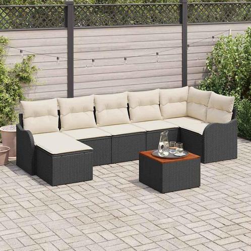 vidaXL Tuin Sofa Set 8 pcs Zwart en wit, Tuin en Terras, Tuinsets en Loungesets, Nieuw, Rotan, Verzenden