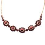 Antiek gouden collier met granaat stenen  | 45,5 cm, Ophalen of Verzenden, Gebruikt, Goud, Goud