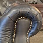 Chesterfield Charlston Fauteuil -  Matt zwart, Huis en Inrichting, Fauteuils, Ophalen, 100 tot 125 cm, Klassiek, Leer
