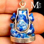 Lapis Lazuli uitgehakte Ganesh - Zilveren hanger – Wijsheid