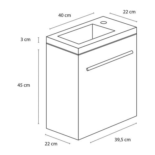 Fonteinmeubel Differnz Tight 40x22 cm Wit, Doe-het-zelf en Verbouw, Sanitair, Ophalen of Verzenden