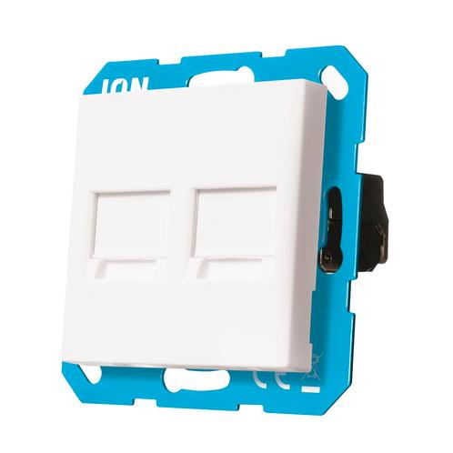 Modular Jack 2-voudig met Centraalplaat V1/J1 Alpin Wit, Doe-het-zelf en Verbouw, Elektra en Kabels, Nieuw, Ophalen of Verzenden