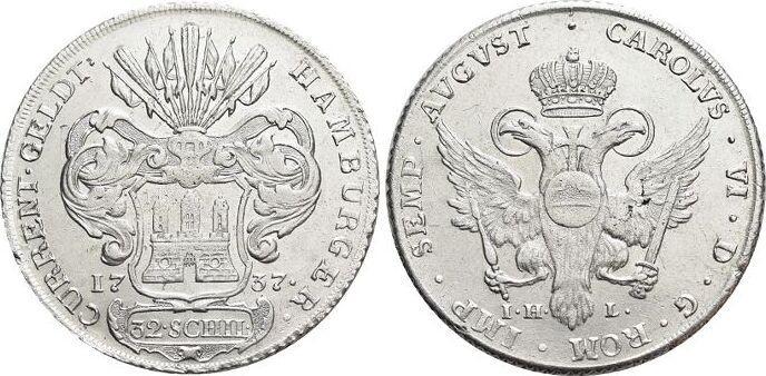 32 Schilling 1737 Hamburg-stadt, Postzegels en Munten, Munten | Europa | Niet-Euromunten, Verzenden