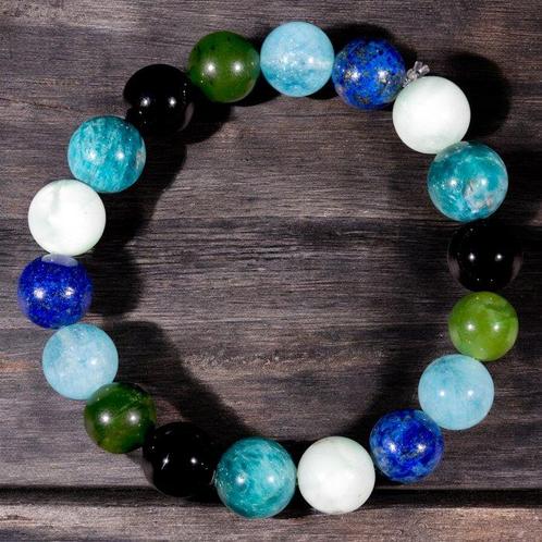 Kogelgrootte: 10 mm (18 bollen) Multigemma Armband met, Verzamelen, Mineralen en Fossielen