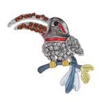 Fako Bijoux® - Broche - Vogel - Toekan - 29x41mm - Grijs, Verzenden, Nieuw