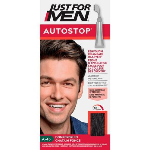 Just for Men Autostop Donkerbruin A45 35 gr, Sieraden, Tassen en Uiterlijk, Uiterlijk | Haarverzorging, Nieuw, Verzenden