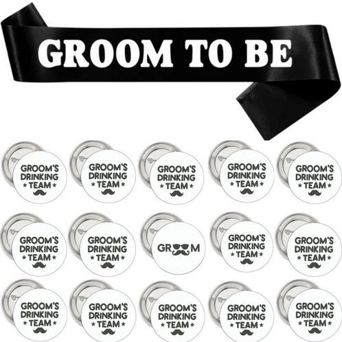 Groom to Be en Grooms Drinking Team set 16-delig, Hobby en Vrije tijd, Feestartikelen, Geboorte of Huwelijk, Nieuw, Feestartikel