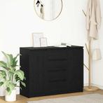 vidaXL Dressoir met lades 100,5x35x76 cm spaanplaat zwart, 100 tot 150 cm, Verzenden, Nieuw, 25 tot 50 cm