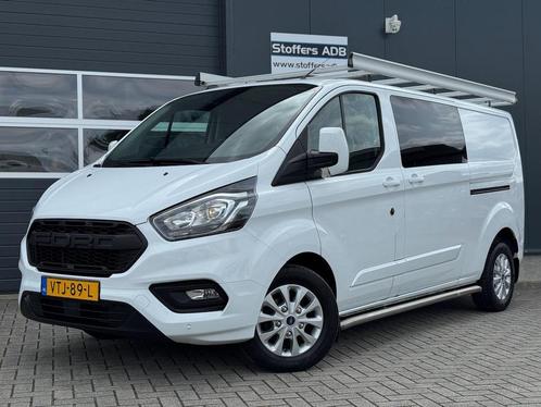 Ford Transit Custom 2.0 TDCI 130pk L2H1 Limited DC 5P | Navi, Auto's, Bestelauto's, Onderhoudsboekje, Lease, Grijs, Automaat, Wit