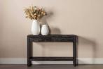 Mangohout Sidetable Winnie 120 Zwart, Nieuw, 25 tot 50 cm, Industriële meubels, Overige houtsoorten