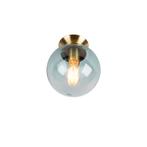 Art Deco plafondlamp messing met blauw glas - Pallon, Nieuw, Glas, Art Deco