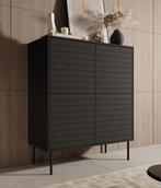 Meubella | Dressoir zwart 102cm 4 deuren - Opbergkast, 100 tot 150 cm, Verzenden, Nieuw, Modern
