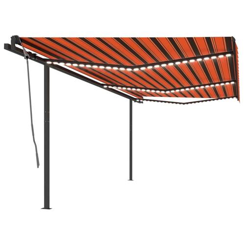 vidaXL Luifel handmatig uittrekbaar met LED 6x3,5 m oranje, Tuin en Terras, Zonneschermen, Nieuw, Verzenden