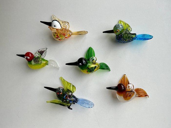 sculptuur, Set Vogeltjes - Kersthangers - 5 cm - Glas, Diversen, Kerst