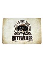 Metalen Wandbord - Rottweiler - Bewaakbord - Honden, Ophalen of Verzenden