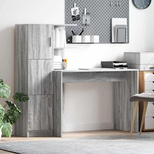 vidaXL Bureau met opbergruimte 2 pcs Grijs sonoma 102 x 50 x, Huis en Inrichting, Kasten | Buffetkasten, Nieuw, 50 tot 100 cm