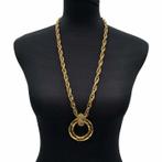 Chanel - Vintage Gold Metal Chain Long Necklace Ring Pendant