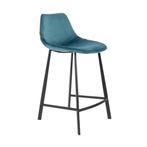 *WOONWINKEL* Dutchbone Franky Lage Fluwelen Barstoel Blauw, Huis en Inrichting, Barkrukken, Verzenden, Nieuw