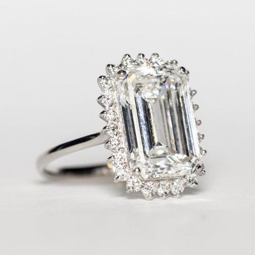 Ring - 18 karaat Witgoud - 7.70ct. tw. Diamant (Lab-grown) -, Sieraden, Tassen en Uiterlijk, Ringen