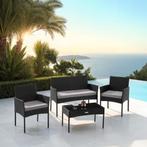 Wicker tuinset Palese voor 4 personen - zwart, Tuin en Terras, Tuinsets en Loungesets, Verzenden, Nieuw