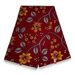 Afrikaanse stof - Rode Flower stems - 100% katoen, Hobby en Vrije tijd, Stoffen en Lappen, Ophalen of Verzenden, Nieuw